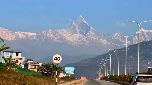 The Fishtail mountain in Nepal on a clear day